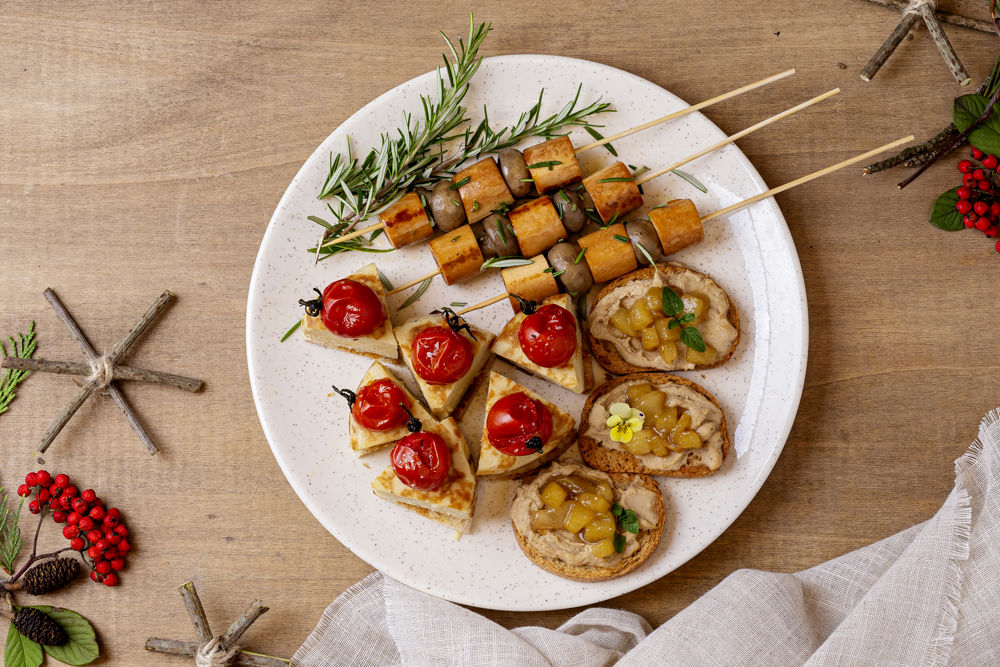 Entrées et canapés de Noël végans Revolugreen